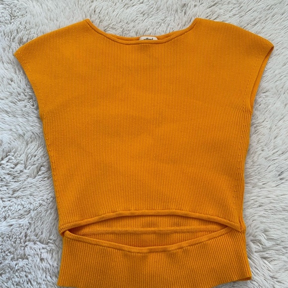 Aritzia Wilfred Orange Ribbed Cut-Out Top - Picture 3 of 5